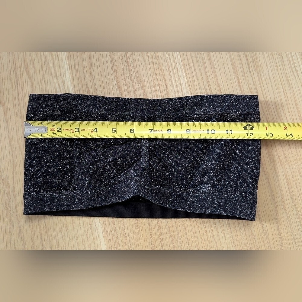 XOXO (Size Large) Black Glitter Sparkle Sequins Elastic Stretch Bandeau - Picture 9 of 9